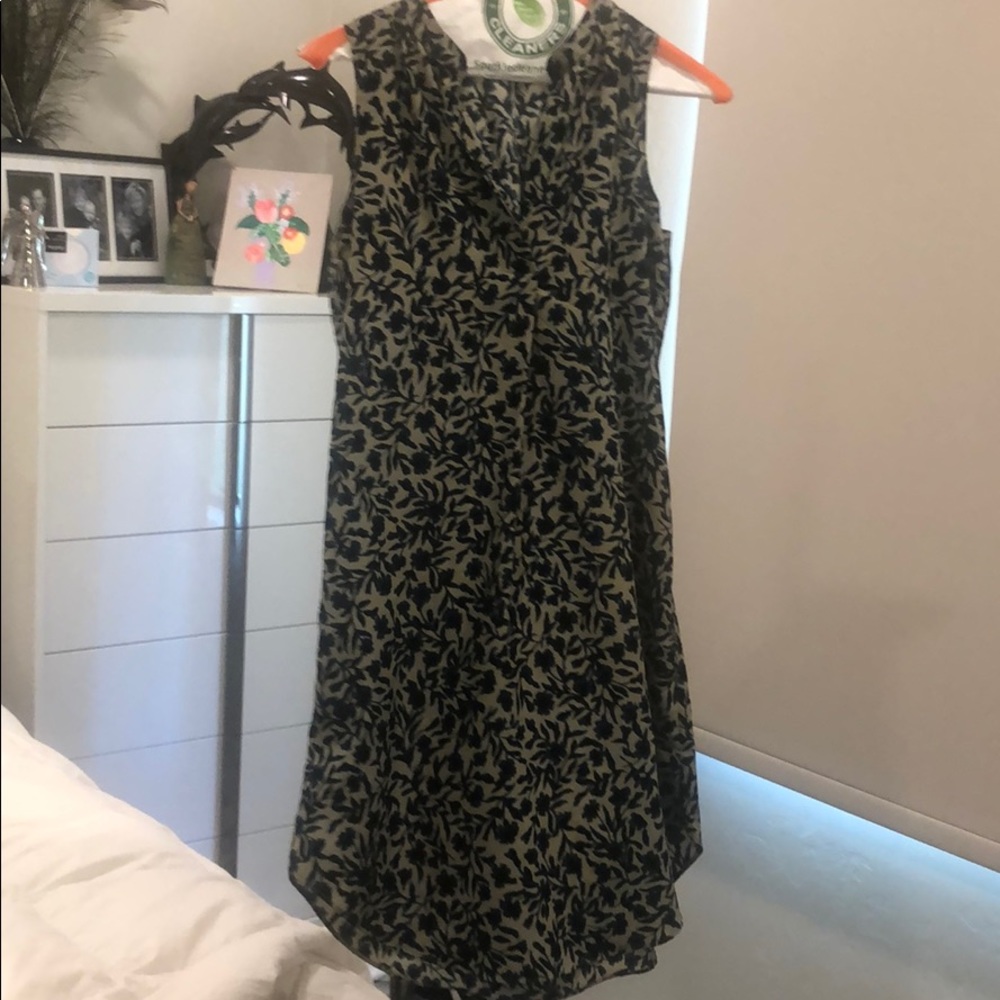 Anne Taylor loft green and beige shift dress